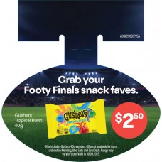 ADGE250SEP25A   FOOTY DIECUT WOBBLER  GUSHERS