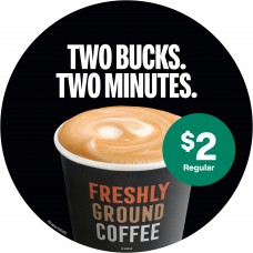 COFF002MAY26B  COFFEE FLOOR DECAL - TWO BUCKS