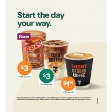 SFGE013APR26A   PULSE PUMP DISPENSER 327h x 296w (SS)  SIDE 1  START THE DAY YOUR WAY (COFFEE)